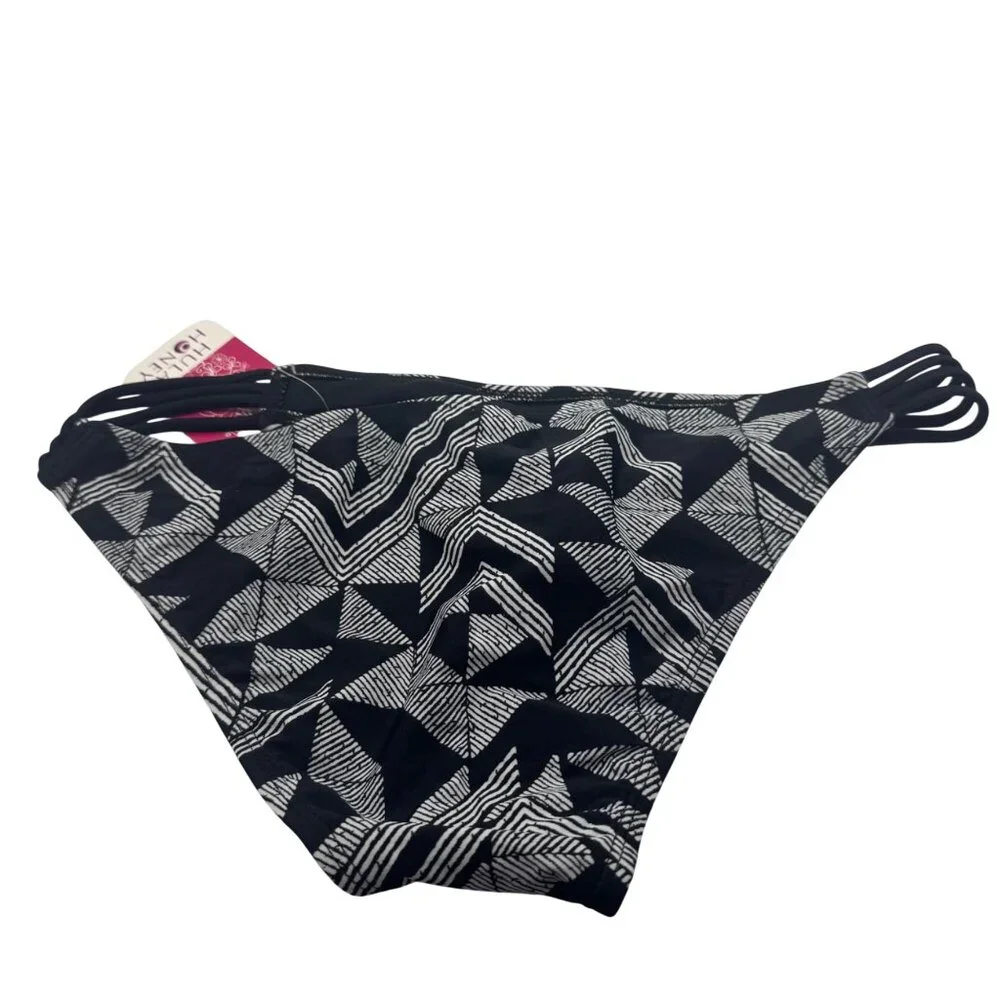 Hula Honey Womens Size L Bikini Bottom Black White Print New With Tags - Picture 7 of 7